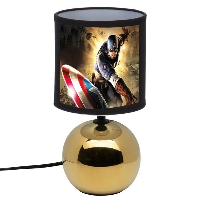 l idee all lampe de chevet noir et or Avengers capitaine America