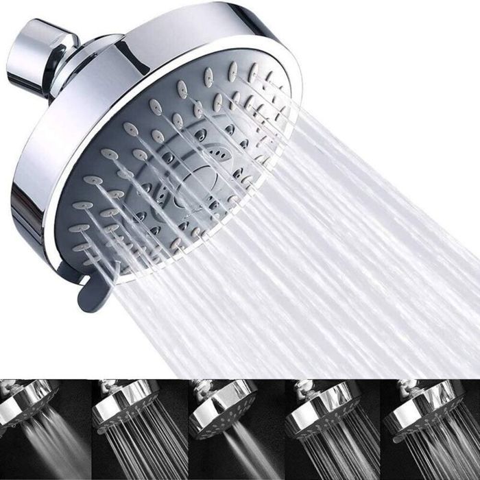 Pommeau douche pluie haute pression 5 réglages éco-eau chromé poli anti-calcaire