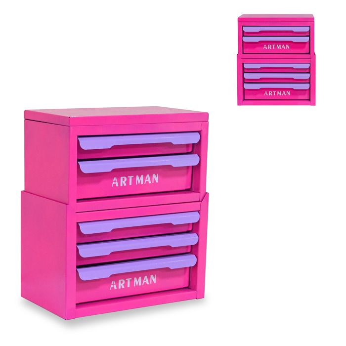 Rangement à tiroirs - ARTMAN - 5 tiroirs empilables - Dimensions 28.5x15.8x32 cm - Acier durable