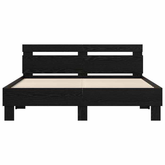 Lit Adulte double - Structure/Cadre de lit - Chêne noir 160 x 200 cm - Bois dingénierie@924362