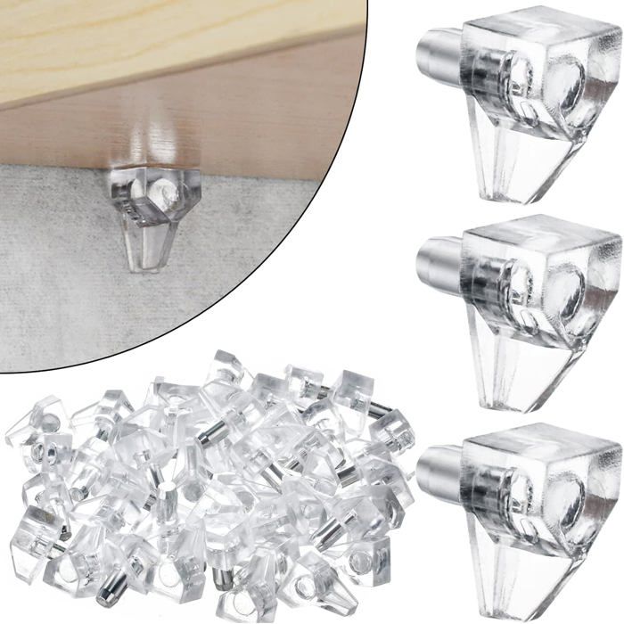 Taquets détagère 5 mm support détagère transparent lot de 50 pour meuble armoire et bibliothèque