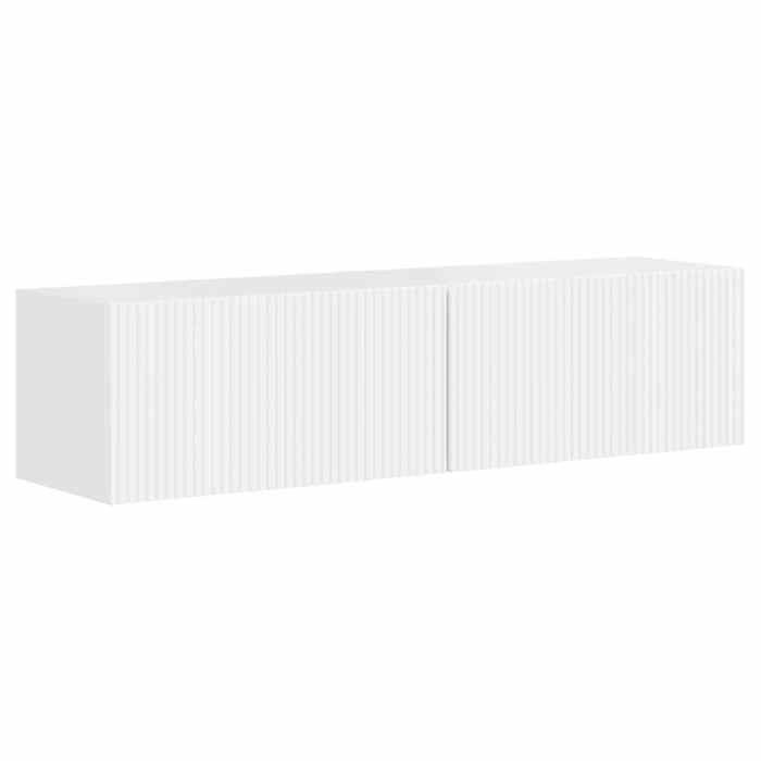 Meuble télé mural 2 pcs - vidaXL - blanc brillant - 60 x 31 x 295 cm - 2 portes pivotantes 90° - 2 étagères murales 1218171