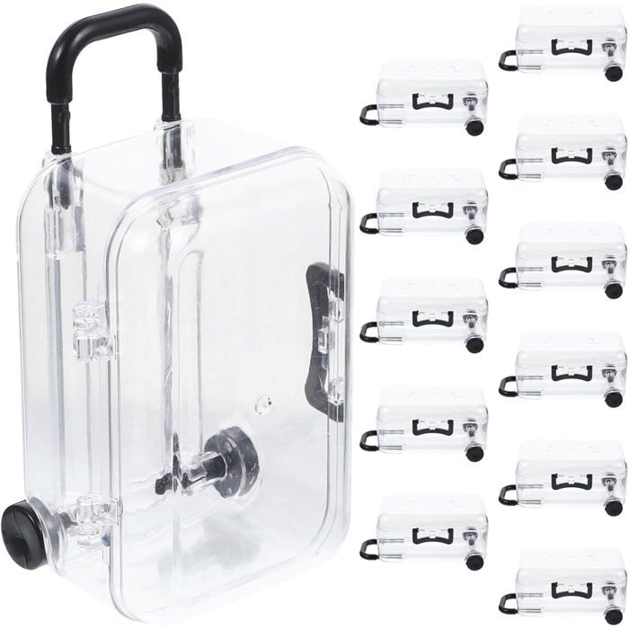 Boîtes à Dragées Valise Miniatures Lot de 12 Transparentes Décoration de Fête Mariage Anniversaire Noir