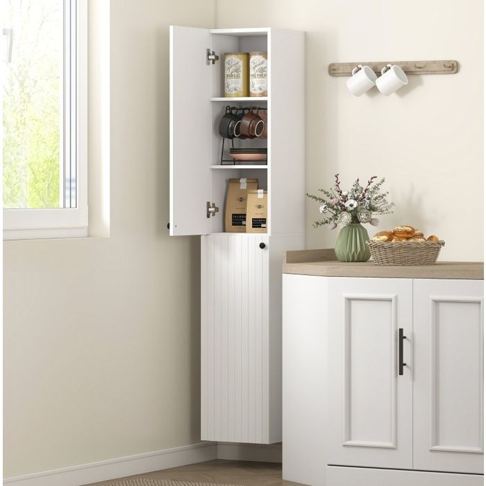 Armoire murale de salle de bain blanche 30 x 30 x 161 cm 2 portes 6 étagères