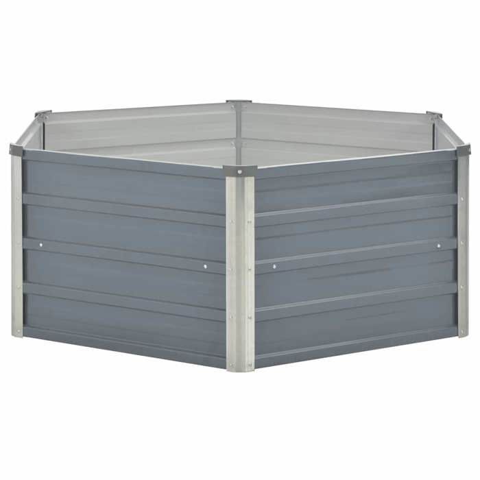 Les SoldesJardinière(1 pc)Bac de JardinDécoration Bac à Fleurs129x129x45 cm cmAcier galvanisé Gris ewm38s