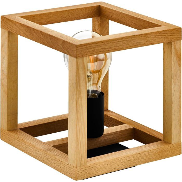 Lampe De Table À Poser Blackcrown Luminaire Décoratif Cube Éclairage Pour Salon Et Table De Chevet Acier Noir Avec Ca E En Bo