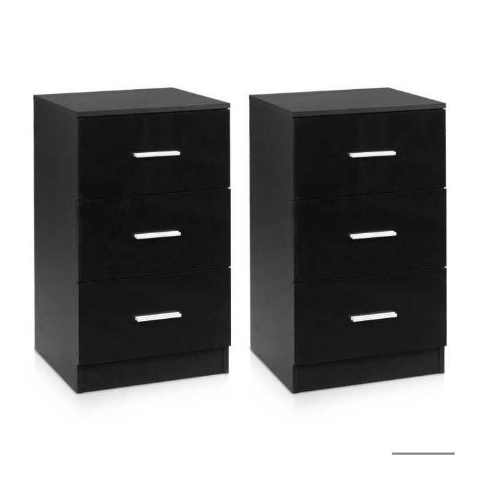 Lot de 2 caissons de bureau 3 tiroirs rangement A4 poignées inox meuble compact pour bureau ou maison