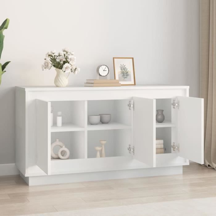 Buffet bas - AKOZON - 102x35x55 cm - Bois dingénierie - 2 portes - Style classique