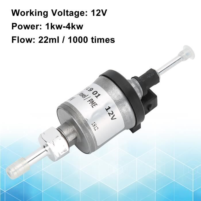 Pompe à Carburant Webasto 12V - 65ml | Acier Inoxydable | Pour Chauffage Parking Air Top Thermo | Silencieuse
