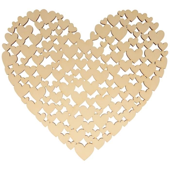 Panneau Décoratif Cœur En Bois Grand Modèle 35x31,8 Cm - Idéal Mariage Et DIY Artemio