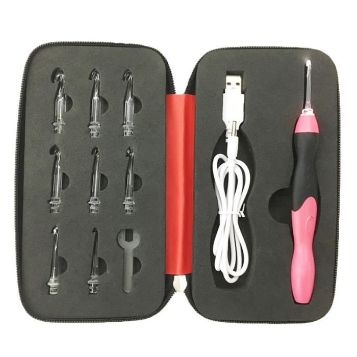 Akozon Crochet Aiguille avec LED, LED Crochet Aiguilles À Tricoter Weave Outil À Coudre Accessoires(3.0mm
