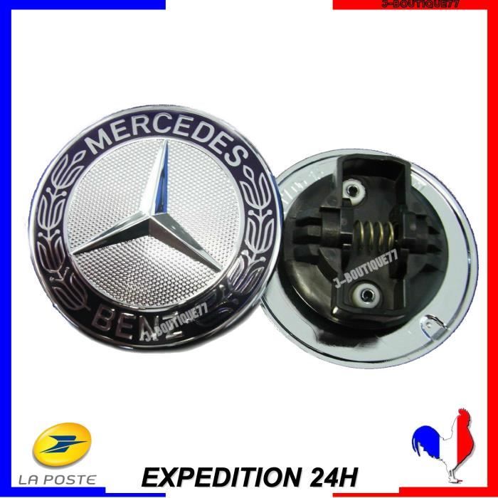 Logo Étoile Badge Hood, Fronde Voiture en Alliage de Zinc Ornement de Capot emblème Chrome d'Eagle Badge Logo 3D pour Mercedes Benz