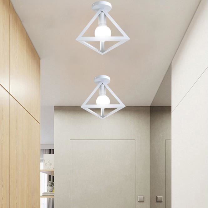 MOGOD LOT DE 2 Plafonnier éclairage de Couloir/Entrée Lampe de Plafonde Cage en Fer Forgé Blanc