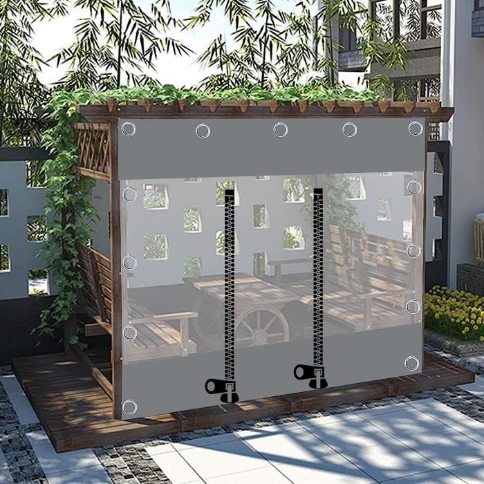 Rideaux De Bâche Transparents Imperméables – 4x2 M, Épaisseur 0.3 Mm – Pour Pergola, Terrasse, Gazebo – PVC Renforcé