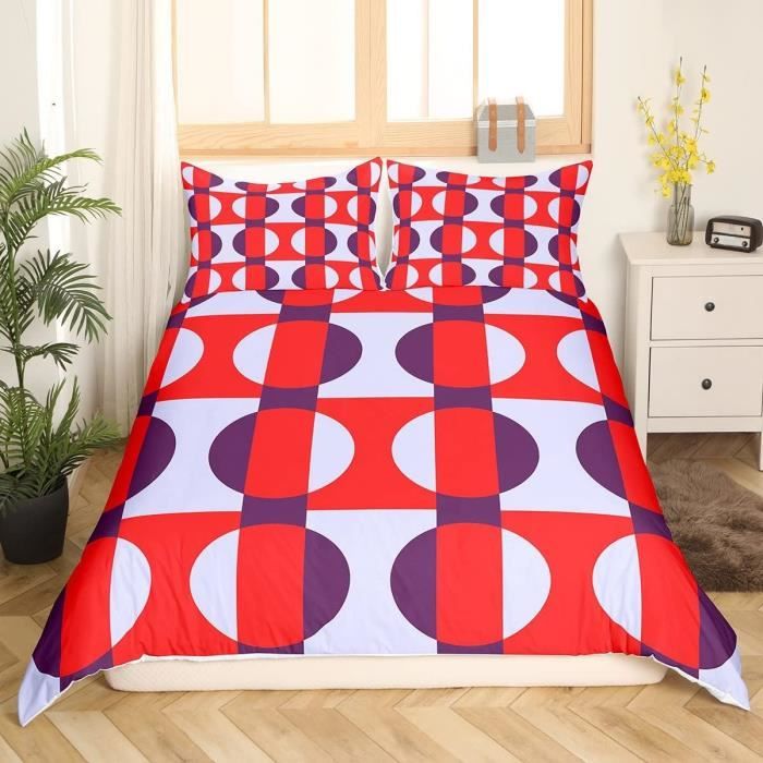 Bleu Housse De Couette 220X240Cm À Motif 3D Géométrique - Parure De Lit