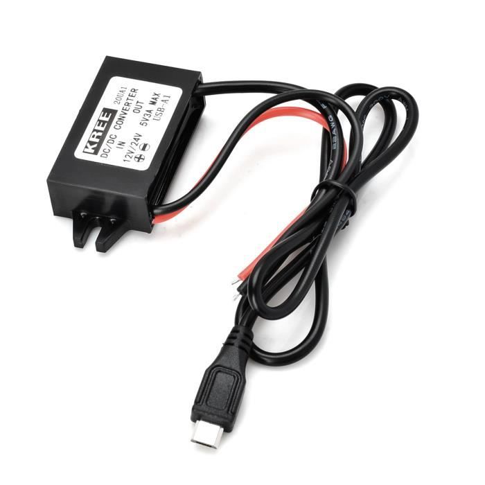 Module fiable de convertisseur de courant continu de chargeur de technologie de puissance de voiture port simple 12V /à 5V 3A 15W avec le c/âble Micro USB CPT-UL-6