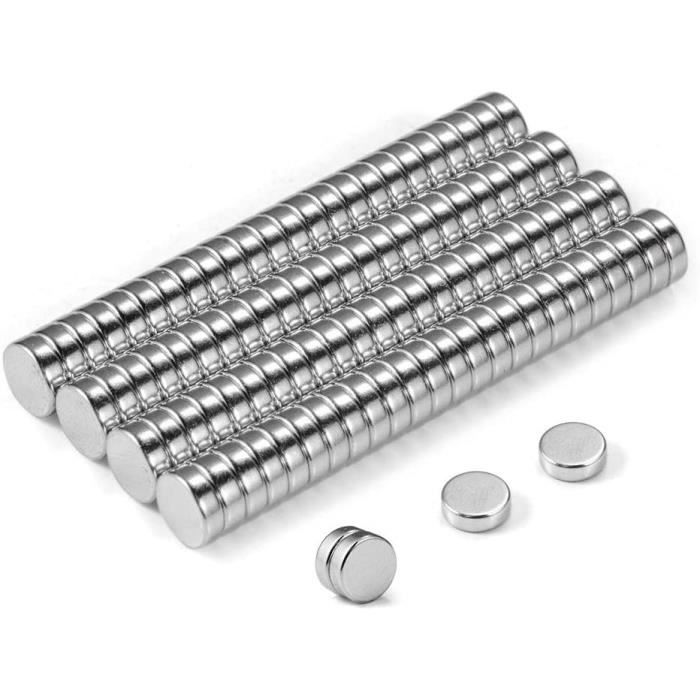 Lot de 100 Mini Aimants Disques Circulaires, Petits Aimants Puissants