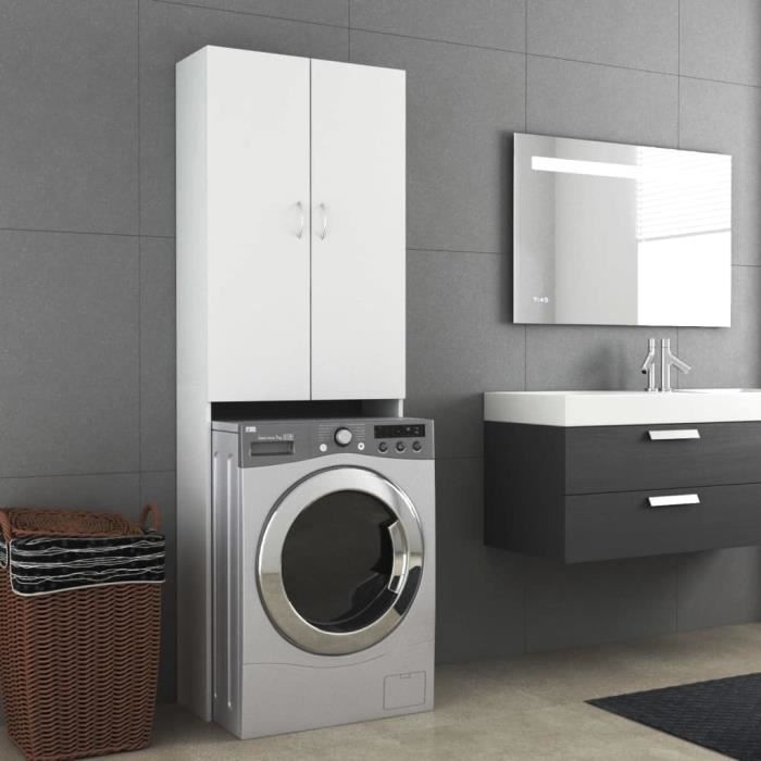 Meuble pour Machine à Laver Blanc 64x255x190 cm-28.4KG[891]