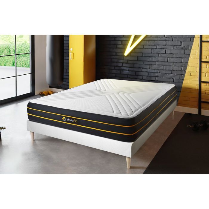Ensemble sommier + matelas ULTRA micro ressorts ensachés et mémoire de forme 160x200 160 x 200 cm Blanc