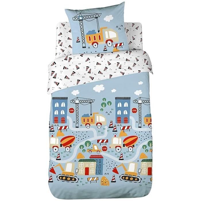 Couette Enfant Pottery Barn Twin – Motif Voitures Et Camions – Gris Et Rayures