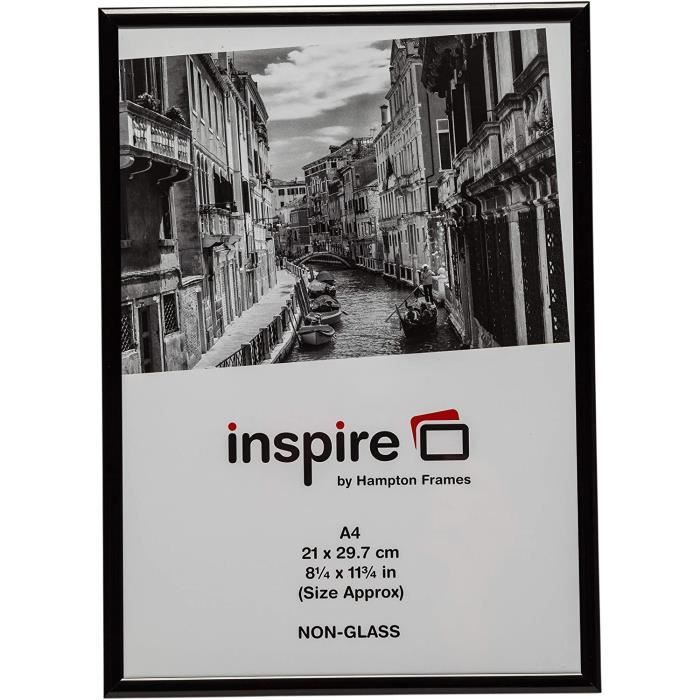 Hampton Frames Aluminium de Luxe Noir a4 21x30 cm Certificat Cadres