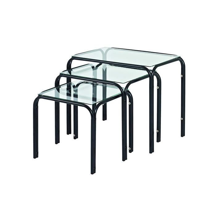 HAKU Möbel desserte Optique INOX, métal, Verre trempé 8 mm - Dim.: L 68 cm x H 63 cm x P 46 cm, Style: Contemporary