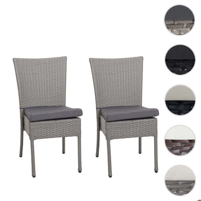 Set De 2 Chaises De Jardin BRUBAKER Toskana Pliantes Polyrattan Gris Marron