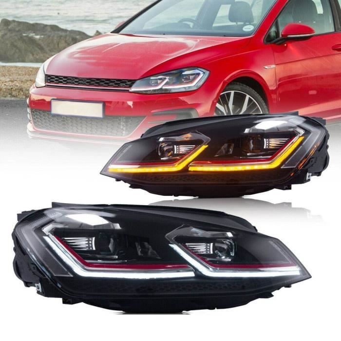 2 FEUX PHARE AVANT LED POUR VW GOLF 7 AVEC CLIGNOTANTS LED DYNAMIQUE ET FEUX DE JOUR LED