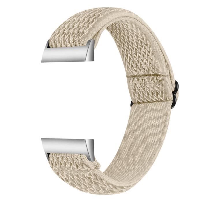 SHIJZWD Bracelet élastique Tressé Pour Fitbit Charge 5/6, Nylon Extensible Réglable, Confortable Et Respirant