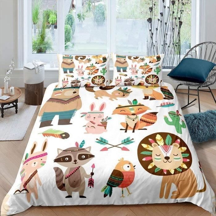 Parure De Lit Bebe Enfants Animaux De La Jungle Housse De Couette 2x240 2 Personnes Adulte Ado Enfant Parure De Lit En Microf945 Cdiscount Maison