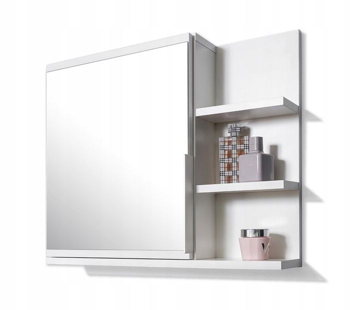 armoire de salle de bain avec miroir et étagères - domtech - blanc - contemporain - laqué
