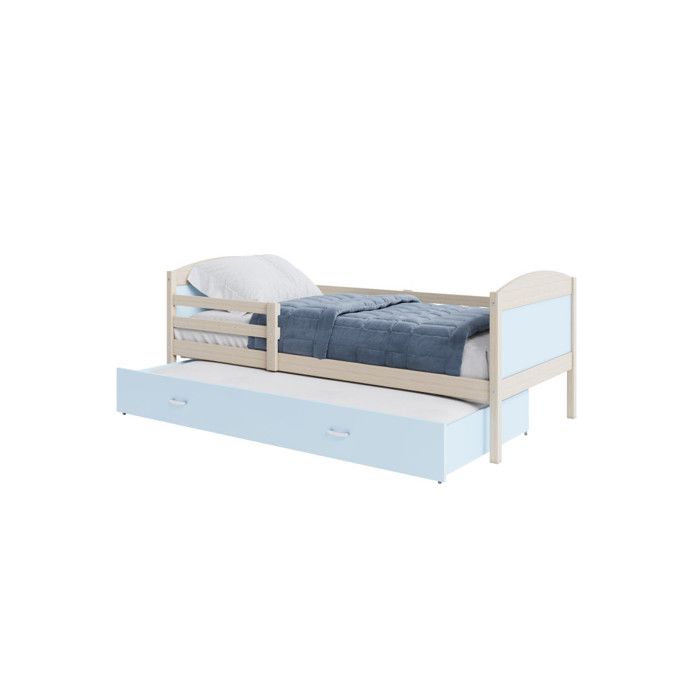 Lit Gigogne Mateo 90x190 matelas inclus Pin - bleu Lit Gigogne Mateo 90x190 matelas inclus Pin - bleu