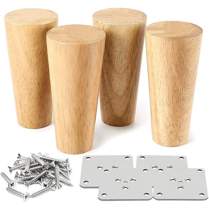 4 Pieds De Lit Coniques En Polypropylène – Hauteur 14 Cm, ø 5 Cm, Vis M8 – Pour Rehausser Sommier