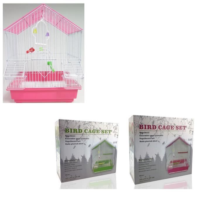 Ensemble Cage A Oiseau 30x27x39cm Avec Accessoire Animalerie Perchoir Alimentation 705