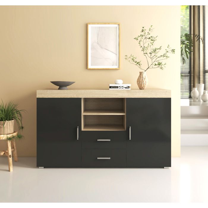 Buffet 110 Cm MALO Bois Et Portes Blanches