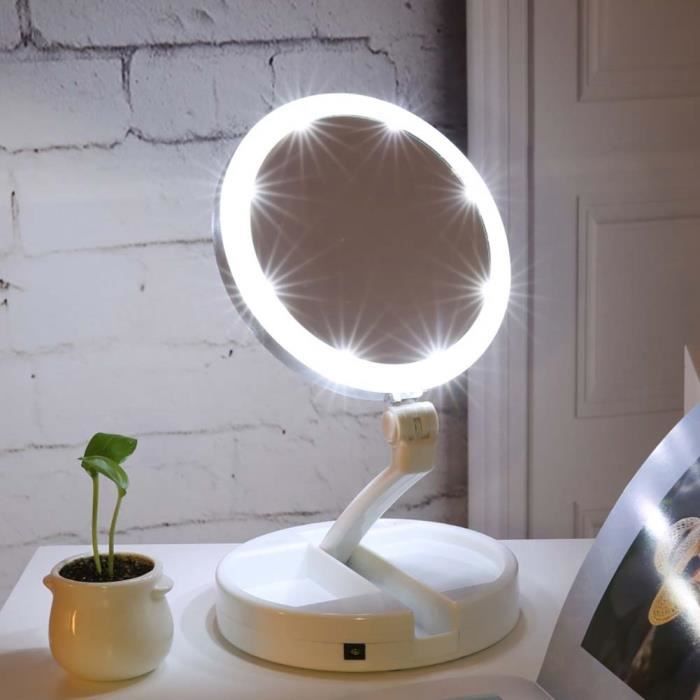 Mondpalast @ Miroir cosm/étique Maquillage Lumineux /éclair/é Lumineux Triple Pliant Miroir de Maquillage /éclair/é avec 16 LED Lampes pour Voyager ou sur Une Table Miroir Chambre Salle de Bains