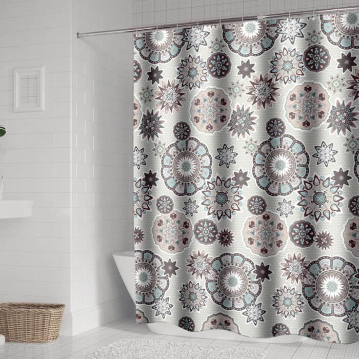 72x72'' Mandala salle de bains imperméable rideau de douche Liner Tissu & 12 Crochets