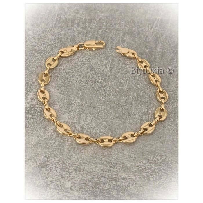 Bracelet - BIJOUXIA - Maille Grain de Café - Plaqué Or 18 Carats - 20 cm - 6 5 mm