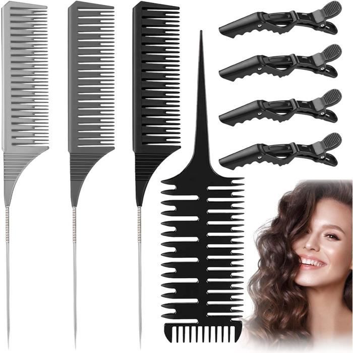 Kit 6 Peignes Professionnels Coiffure Formulpro - Pour Coupe, Couleur Et Mèches, Noir