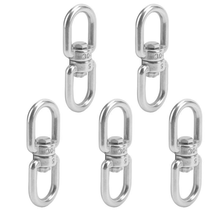 Lot De 10 Anneaux Pivotants Acier Inoxydable M4 304 Double Extrémité - Pour Chaises Suspendues, Balançoires Et Laisse Chien