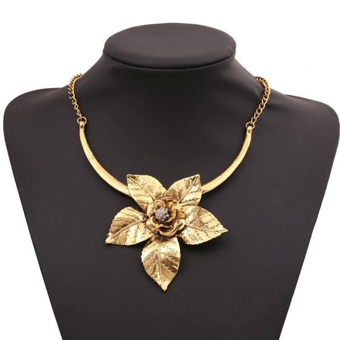 Parure Bijoux Fleurs - Collier, Boucles D'oreilles Et Bague Assortis En Alliage - Style Bohème Et Tendance
