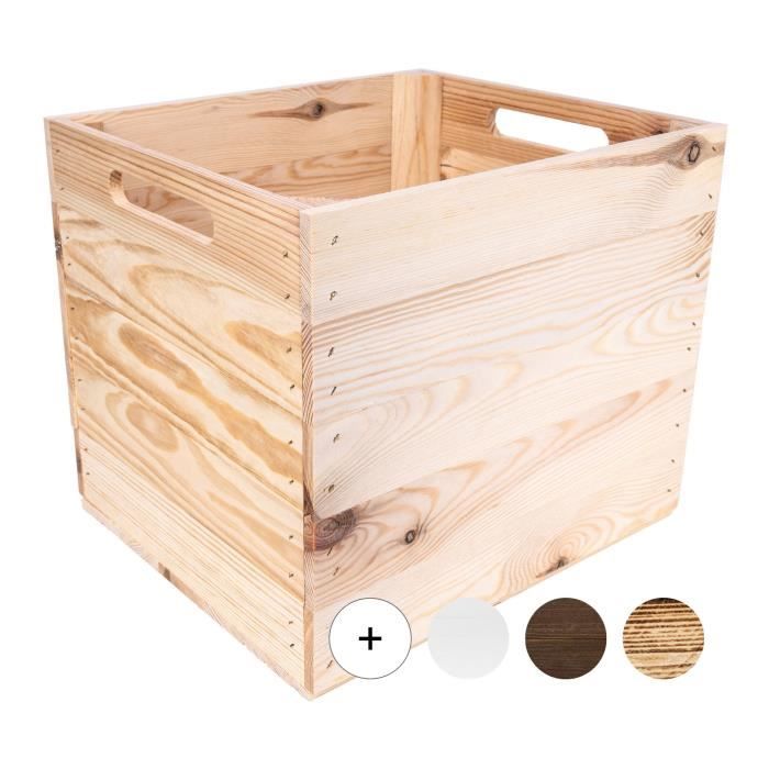 Caisse en Bois Naturel Compatible Étagères KALLAX et EXPIDIT 33x37x33cm Cube de Rangement CREATIVE DECO