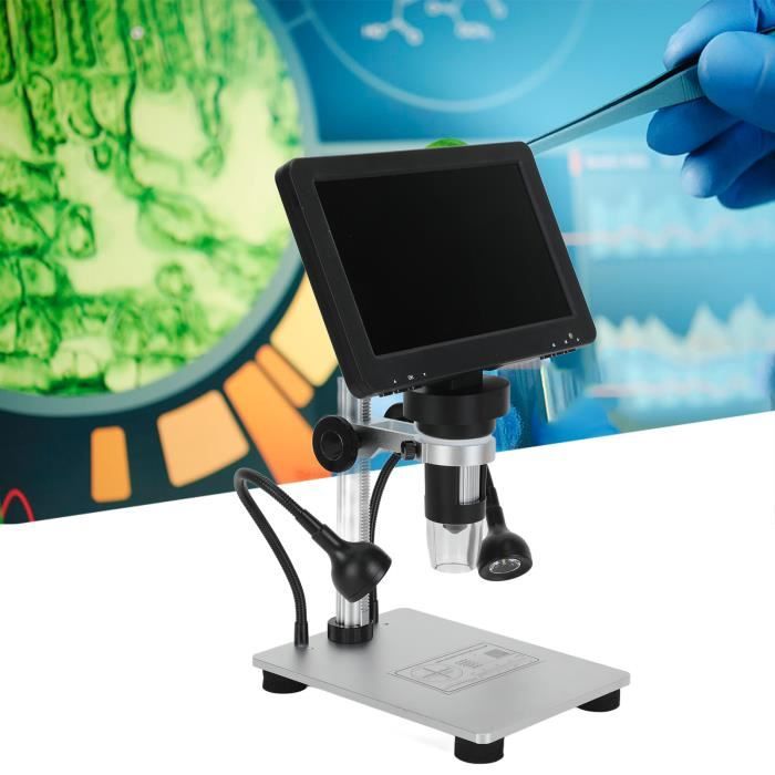 Microscope Numérique 7 Pouces – 1200X, 12MP, 1080P, 8 LED Réglables – Soudure, éducation, Compatible PC