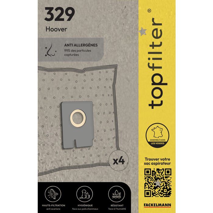 Lot De 4 Sacs Pour Aspirateur Hoover H71 FREESPACE EVO - Référence 35601069
