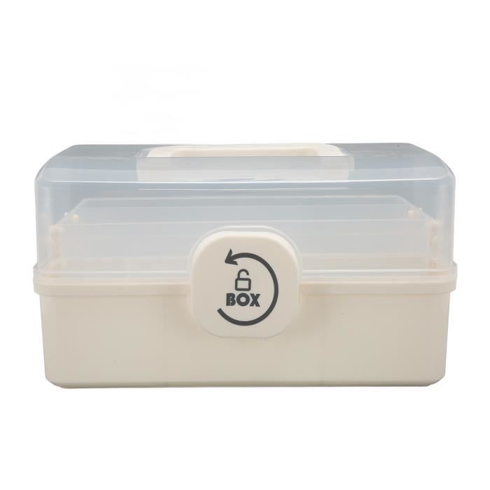 Boîte à Pharmacie Portable AouiSton 3 Niveaux - Grande Capacité Avec Poignée Et Serrure, Rangement Médicaments Maison & Extérieur