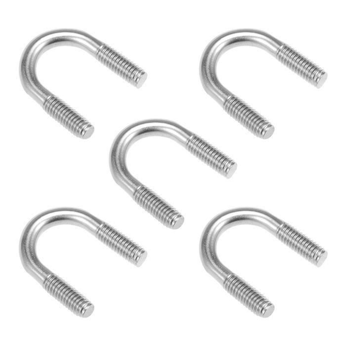 4 Pcs Boulons en U Carrés Acier Inoxydable 304 M6 80x64mm Carré en U