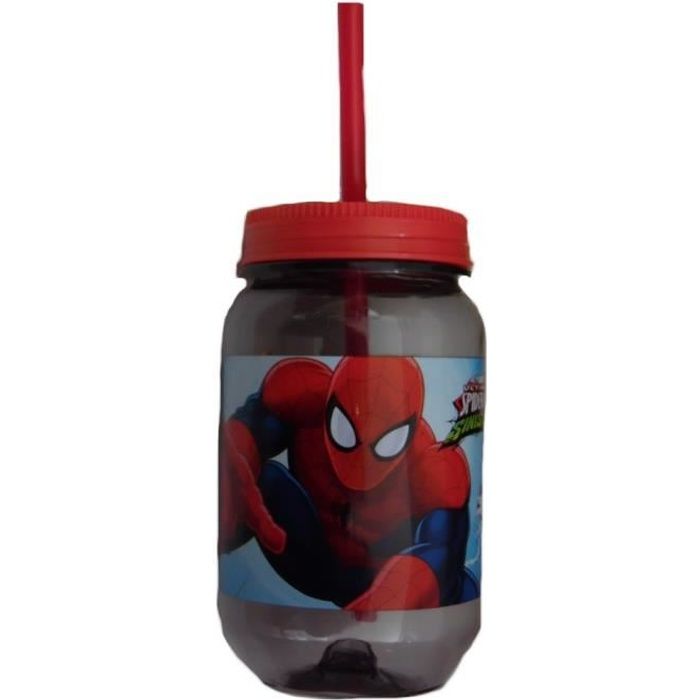 Gourde avec paille Spiderman verre plastique Disney GUIZMAX - Cdiscount  Sport