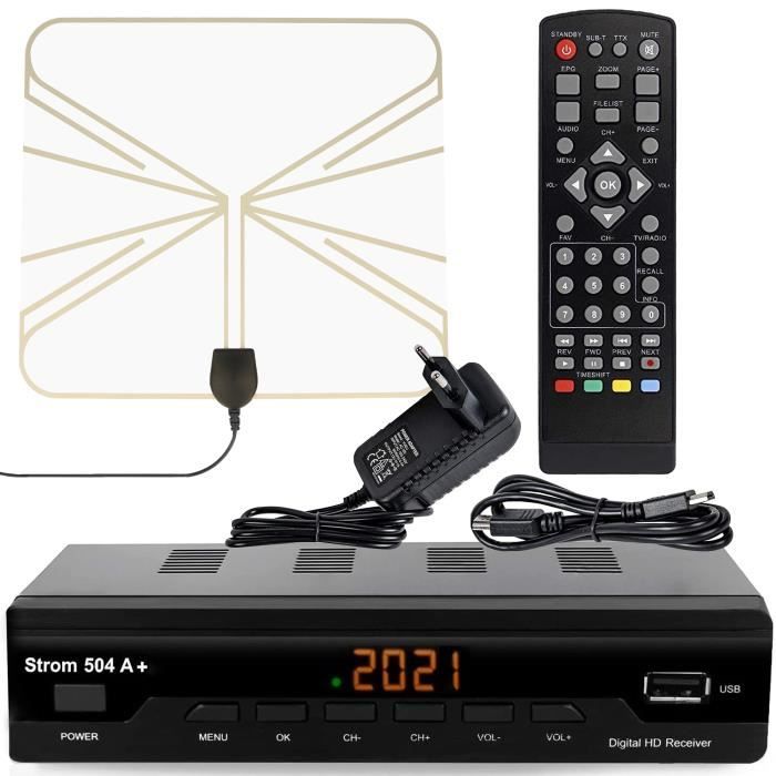 KIT TNT HD H.265 Décodeur TNT nouvelle norme + MINI Antenne HDTV intérieur - HDMI PERITEL USB PVR