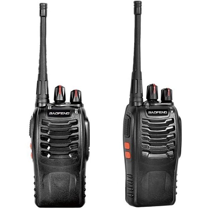 Talkie Walkie, 16 Canaux 2-Way Radio Longue Portée Rechargeable pour Chasse  Profession Randonnée Loisir Camp, 2 PCS, Noir