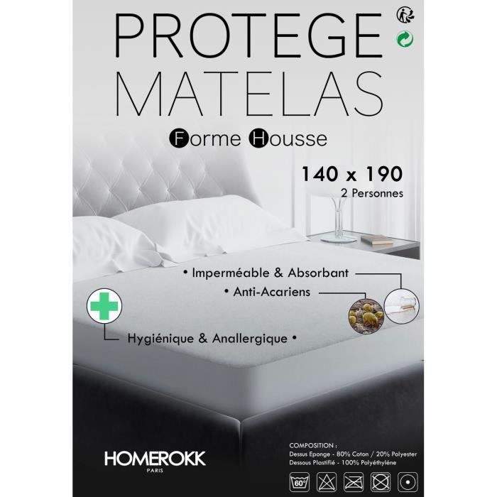 Protège Matelas 160x200 Imperméable - Hygiènique - Pour Matelas De 13 À 35  Cm De Hauteur - Alèse - Protège matelas BUT